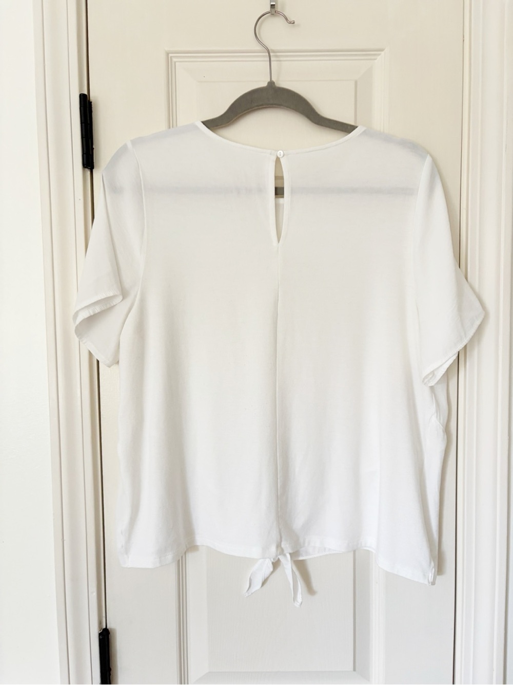 L • a new day • White Tie-Front Women's Top - Picture 5 of 5